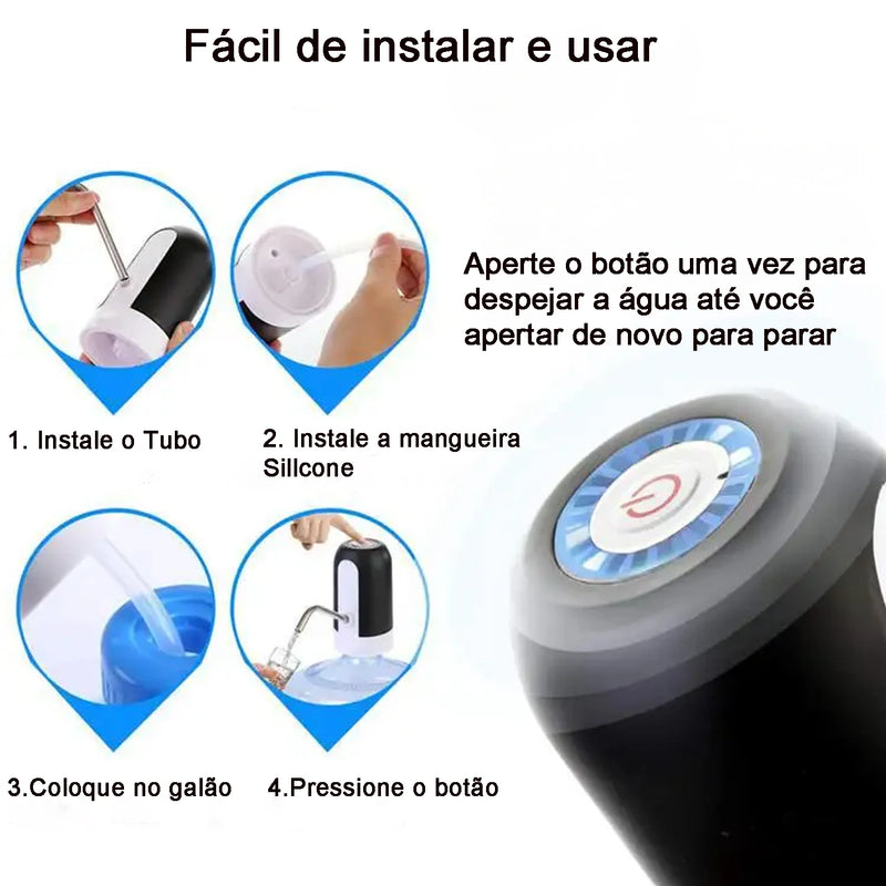 Bomba Elétrica para Galão De Água - Recarregável USB