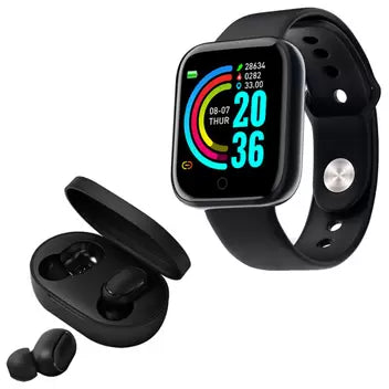 Kit 2 EM 1 [SmartWatch D20+ Fone Bluetooth Aprova D'água]