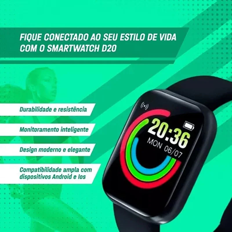 Kit 2 EM 1 [SmartWatch D20+ Fone Bluetooth Aprova D'água]